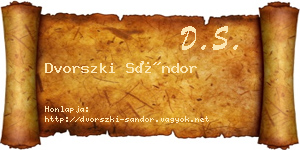 Dvorszki Sándor névjegykártya